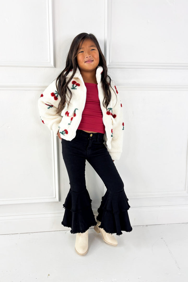 The Kendall- Girls Cherry Sherpa Jacket