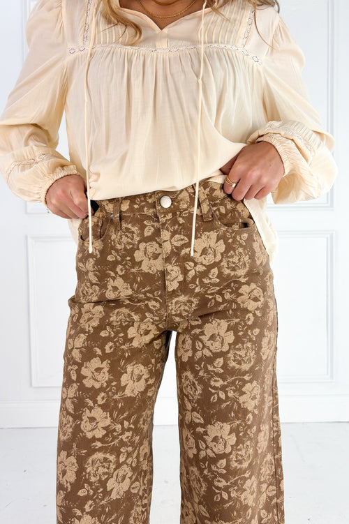 The Heirloom Floral Wide Leg Jeans