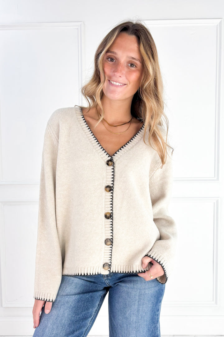 The Millie Contrast Stitch Cardigan