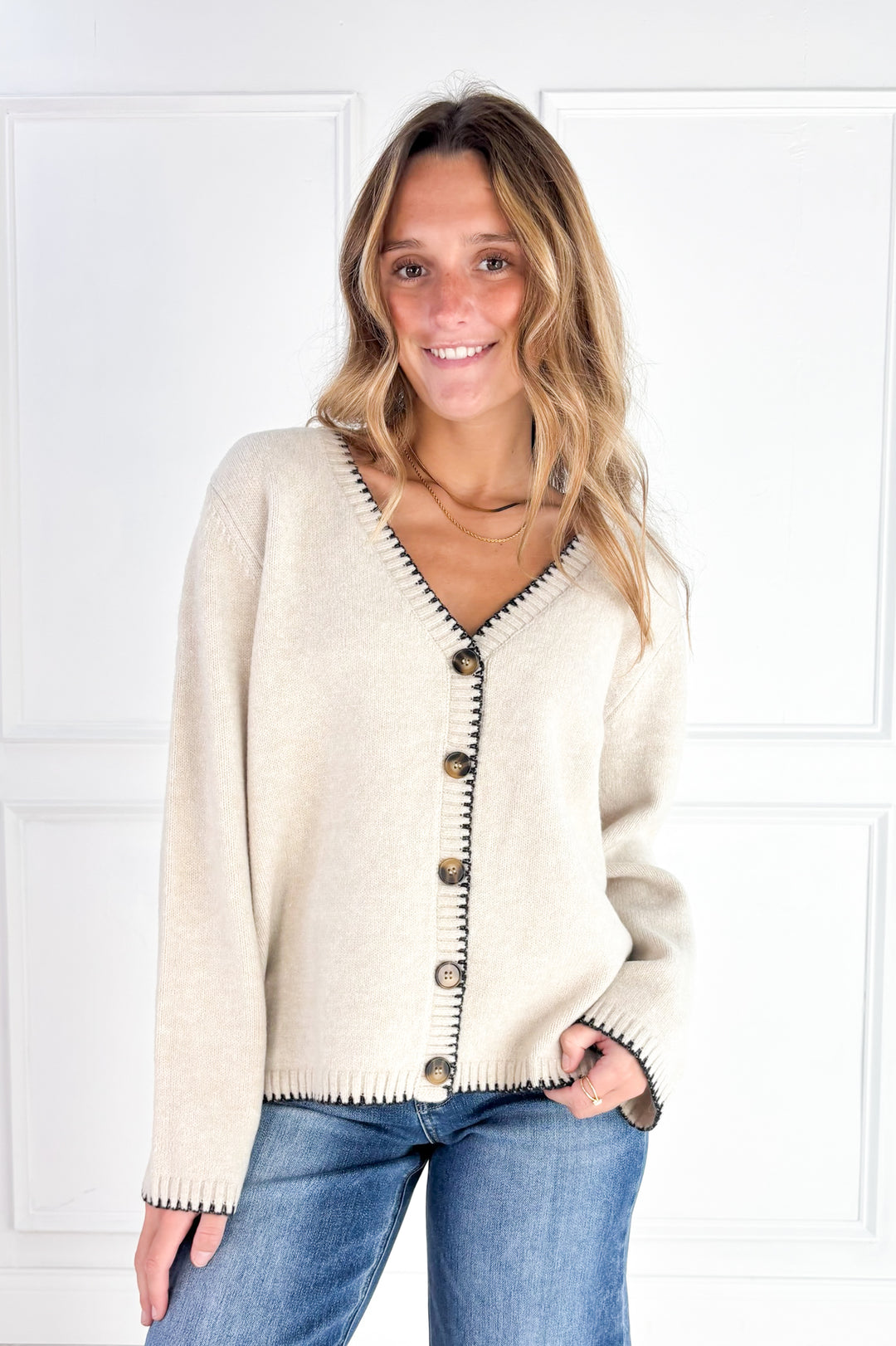 The Millie Contrast Stitch Cardigan