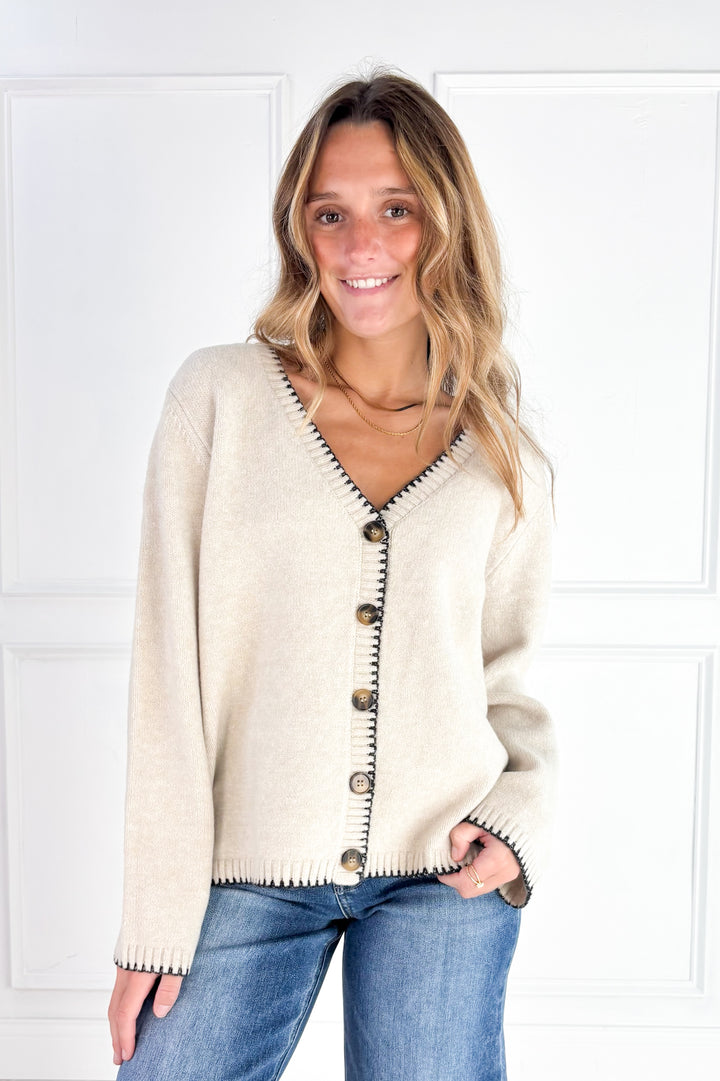 The Millie Contrast Stitch Cardigan
