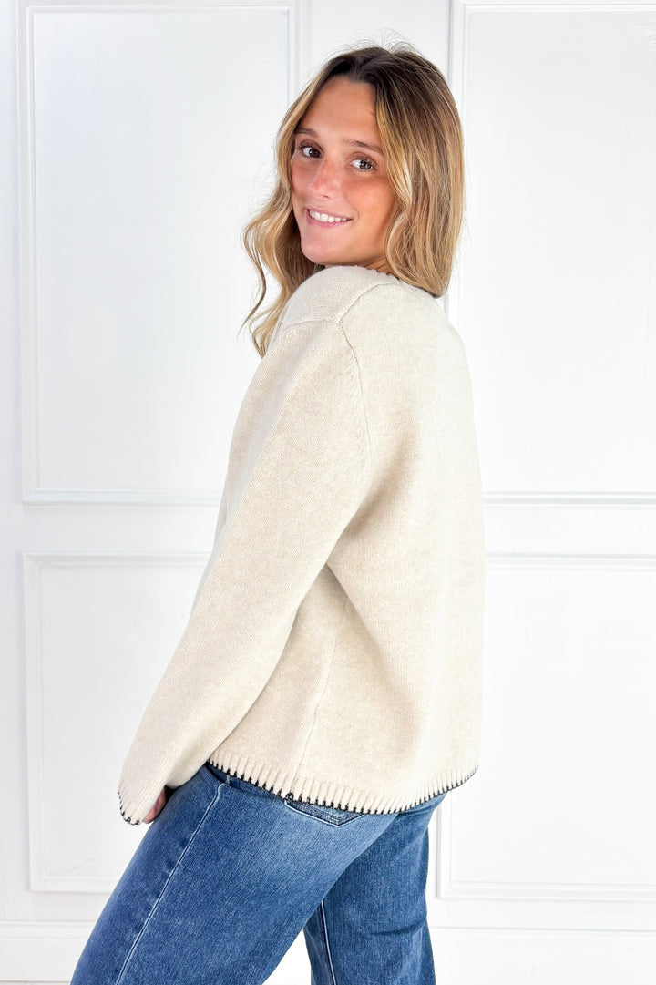 The Millie Contrast Stitch Cardigan