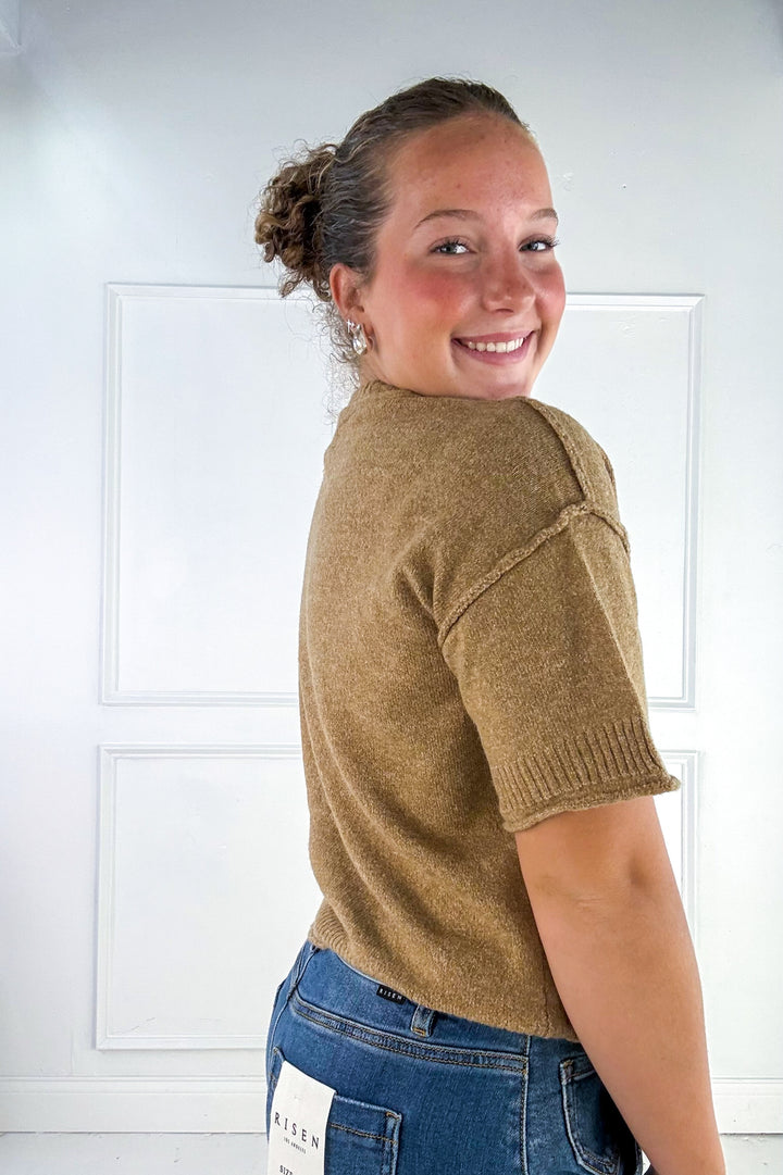 Crew Neck Short Sleeve Sweater