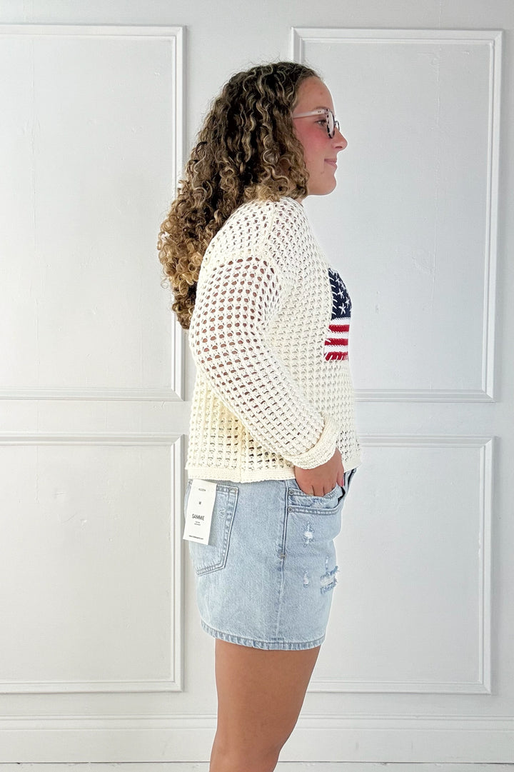 Stars & Stripes Waffle Sweater