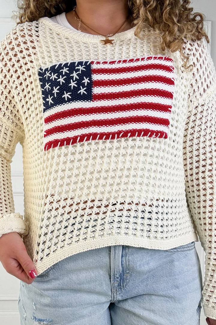 Stars & Stripes Waffle Sweater