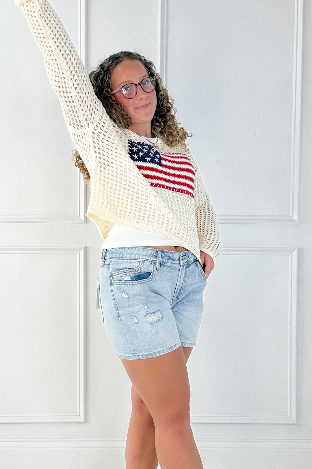 Stars & Stripes Waffle Sweater