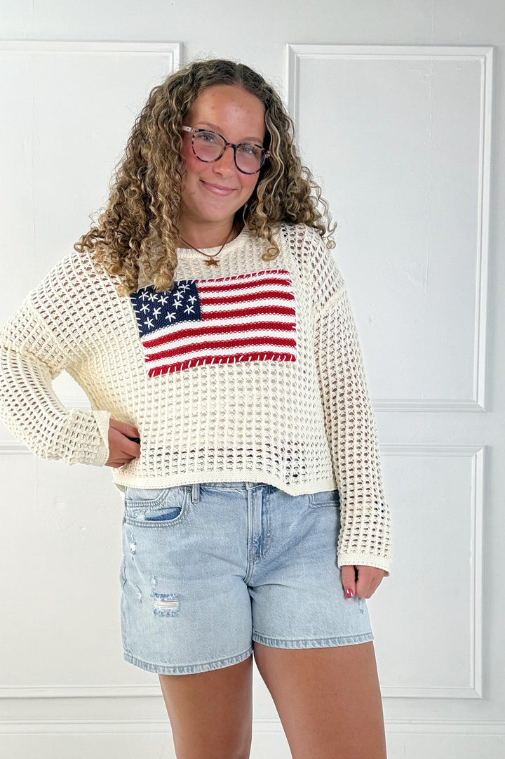 Stars & Stripes Waffle Sweater