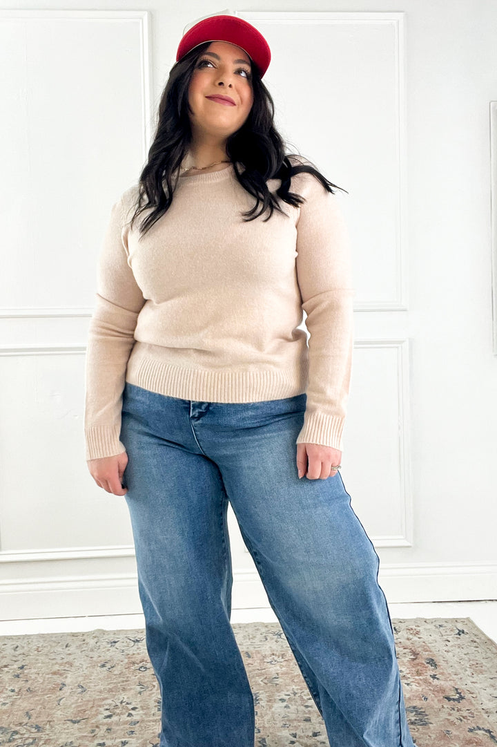 Wool Blended Basic Crewneck Sweater