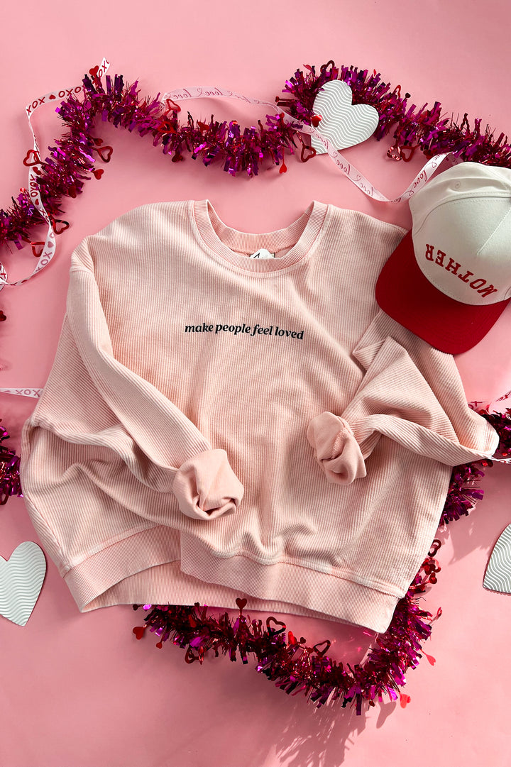 Make People Feel Loved Crop Thermal Vintage Pullover