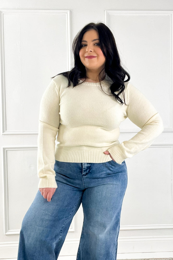 Wool Blended Basic Cropped Sweater