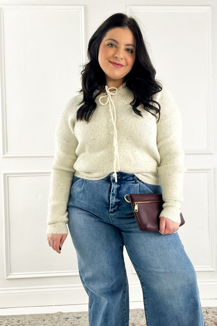 Ribbed Cuff Button Up Hoodie Sweater