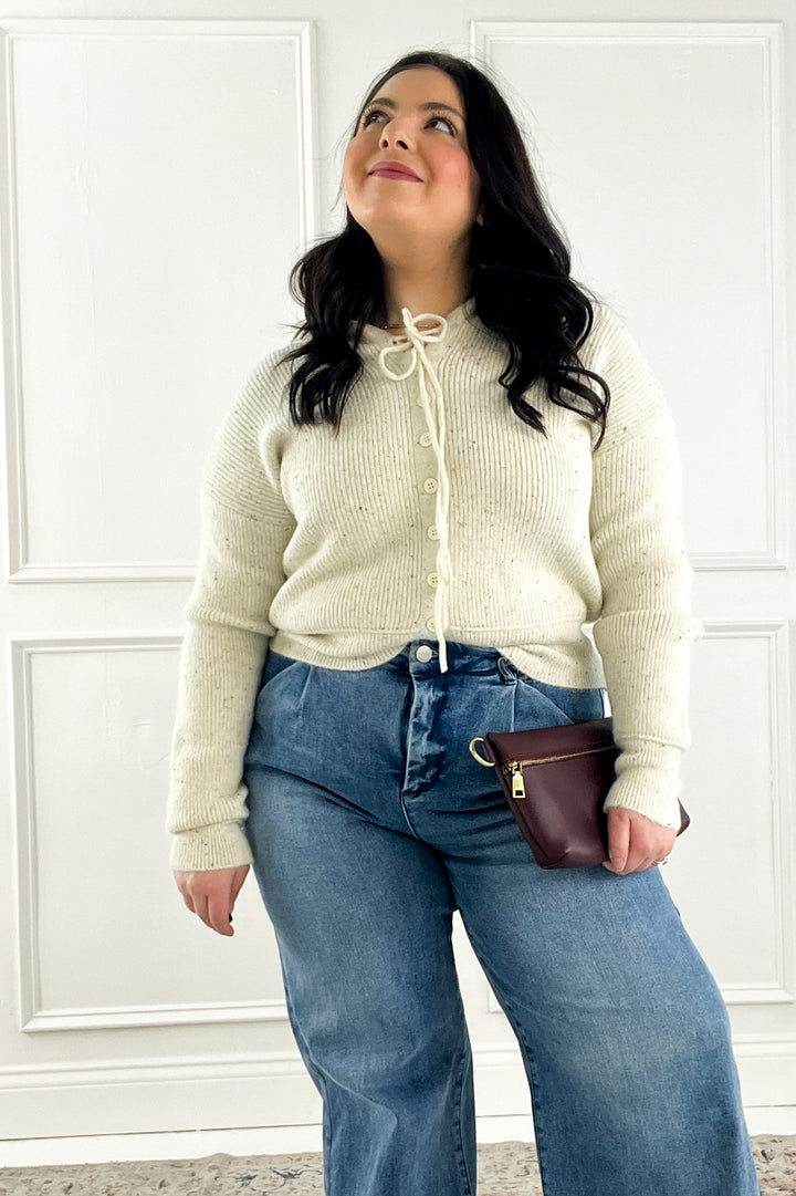 Ribbed Cuff Button Up Hoodie Sweater