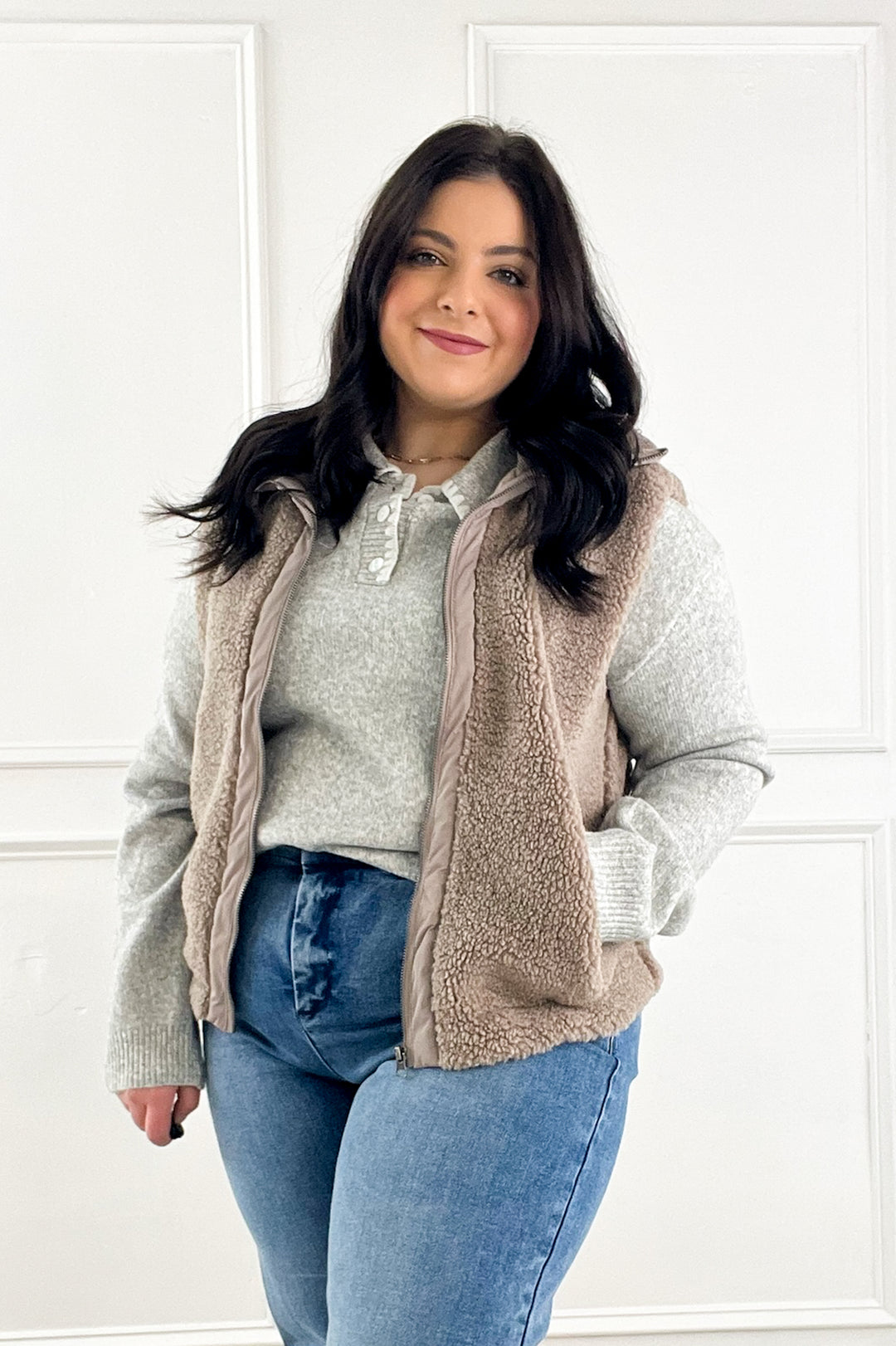 Embroidered Collar Knit Polo Sweater