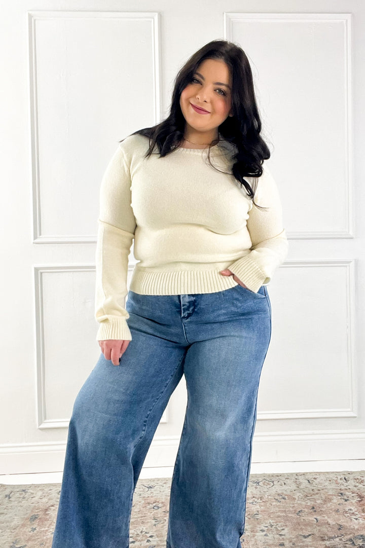 Wool Blended Basic Cropped Sweater