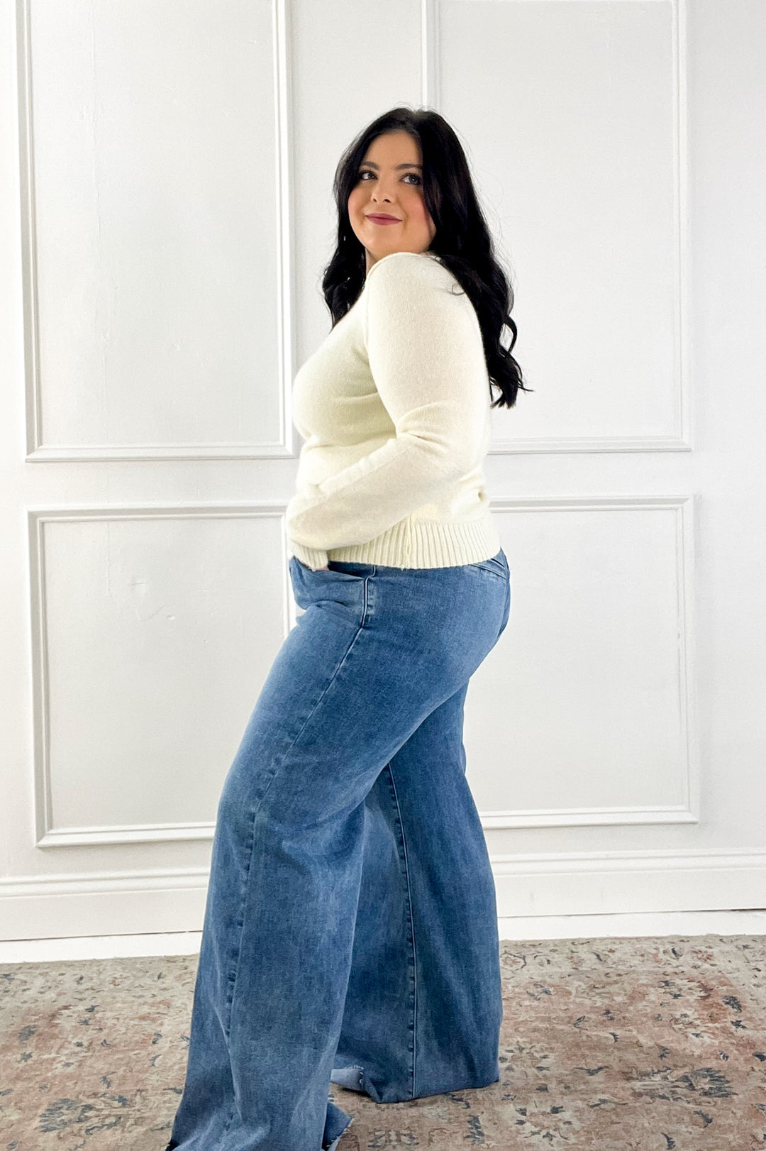 Wool Blended Basic Cropped Sweater