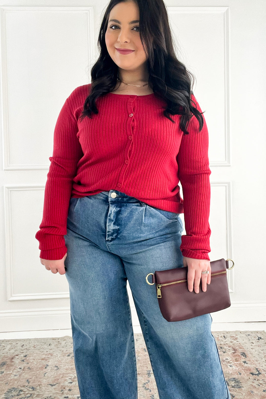 Lightweight Ribbed Button Up Cardigan