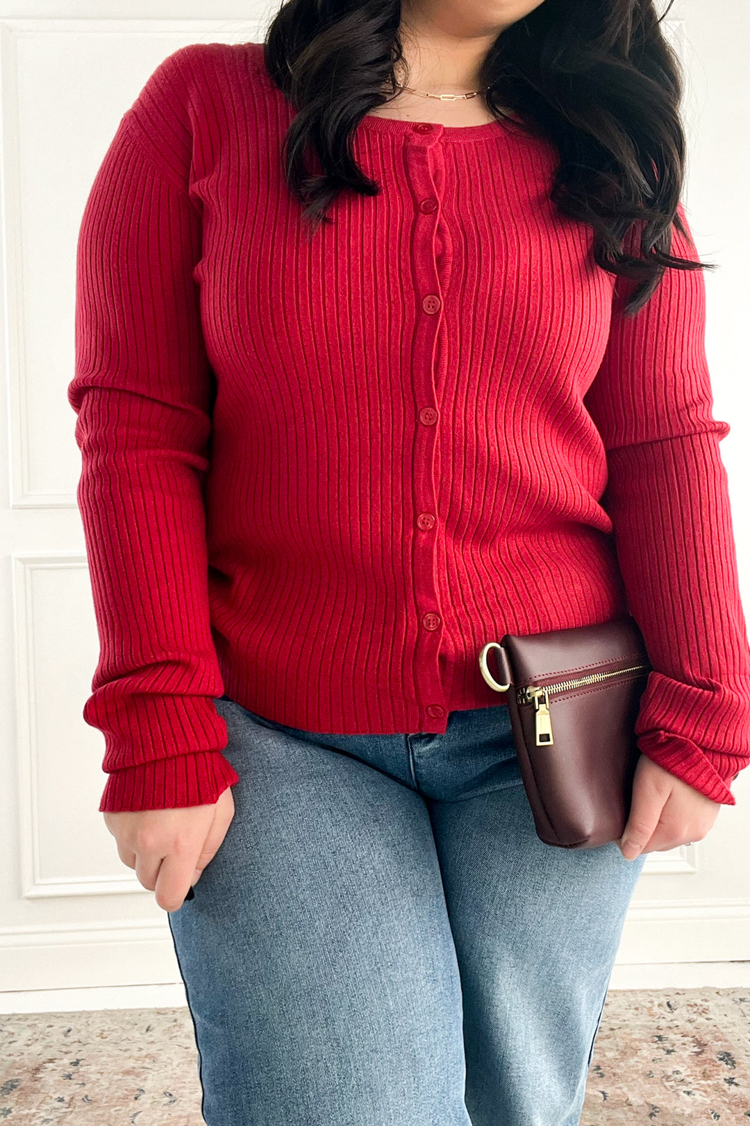 Lightweight Ribbed Button Up Cardigan