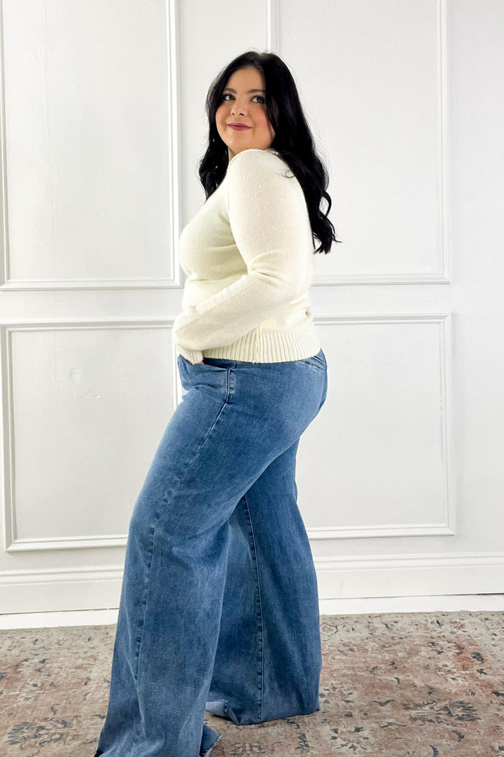 Wool Blended Basic Cropped Sweater