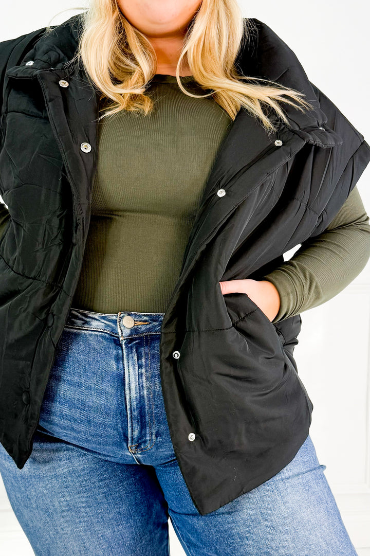 Oversize Snap Button Puffer Curvy Vest