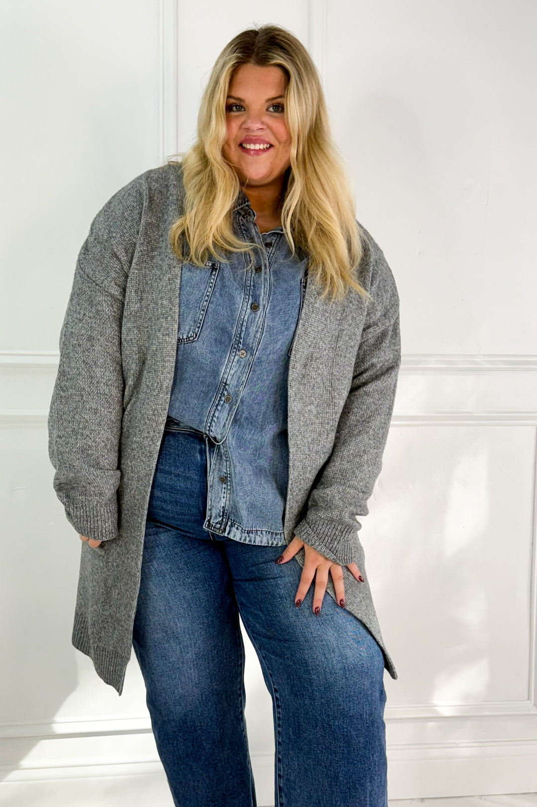 Long Oversize Cut Duster Open Cardigan