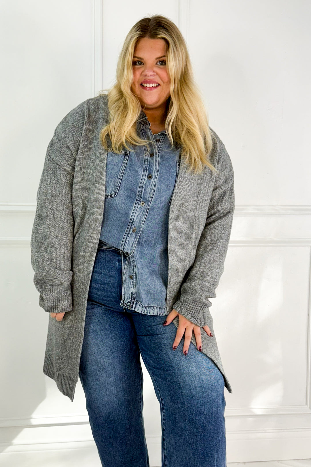 Long Oversize Cut Duster Open Cardigan