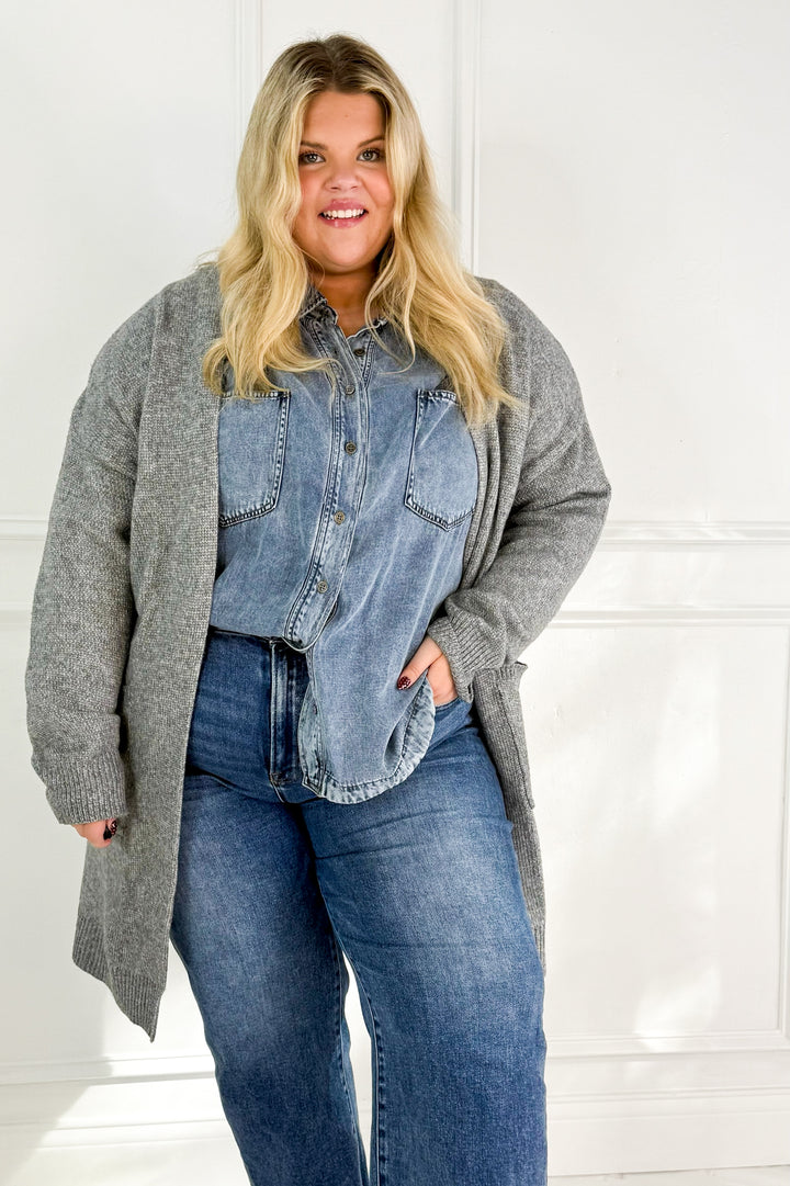 Long Oversize Cut Duster Open Cardigan