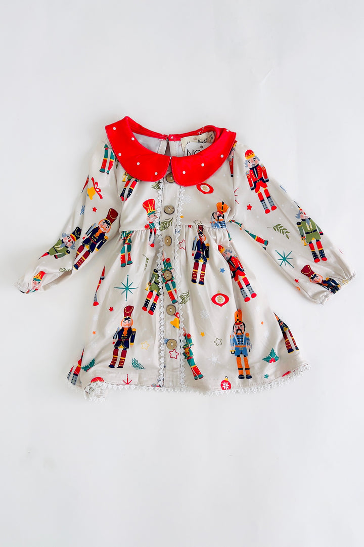 Polka Dot Collared Nutcracker Youth Dress