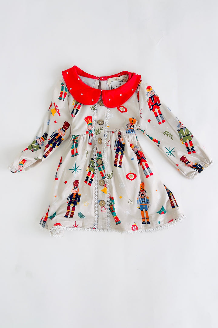 Polka Dot Collared Nutcracker Youth Dress