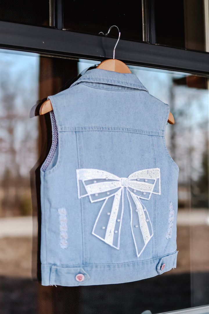 Girls Bow Detail Denim Jacket