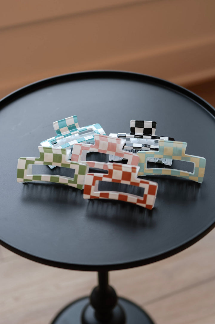 Pyxie Girls Checked Claw Clips