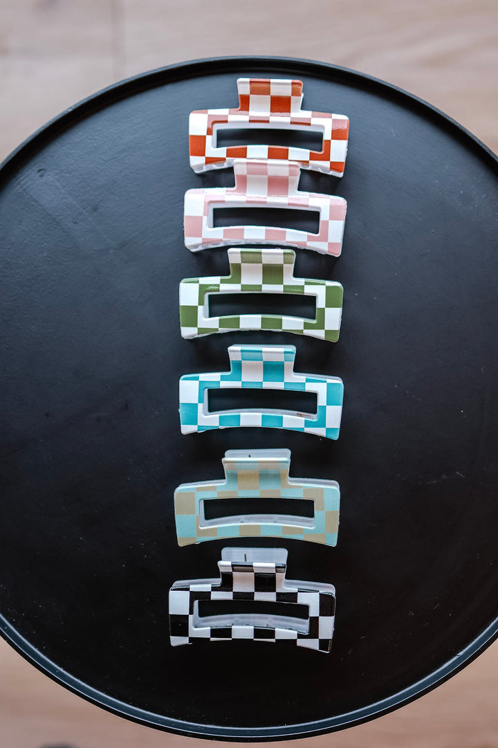 Pyxie Girls Checked Claw Clips