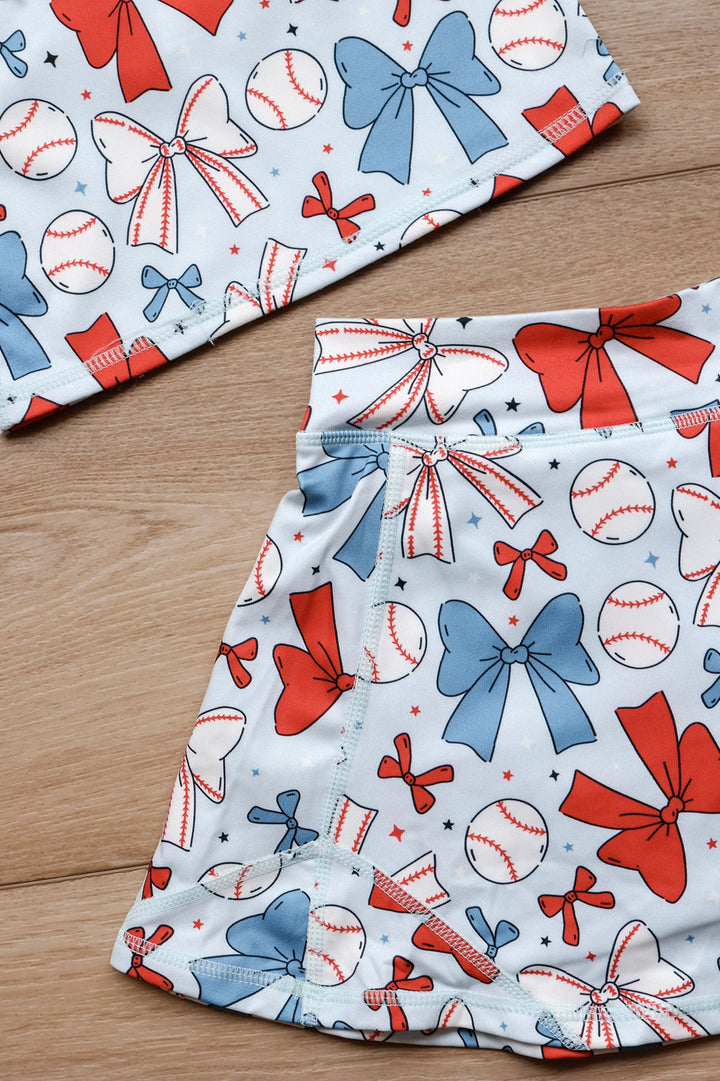 Kids Baseball & Bows Skort Set