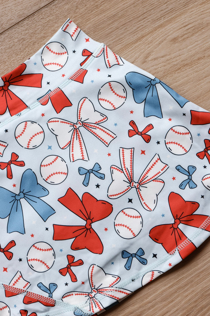 Kids Baseball & Bows Skort Set