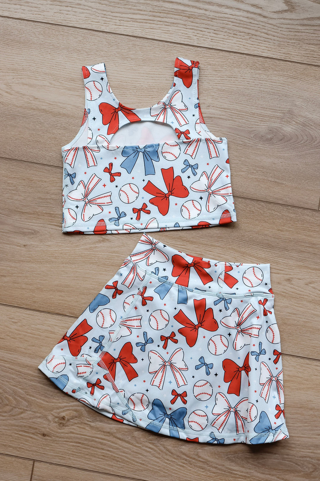 Kids Baseball & Bows Skort Set