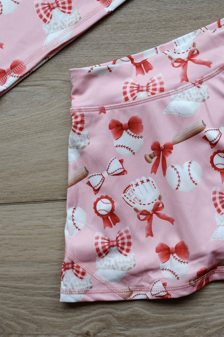 Kids Baseball Bats and Bows Skort Set