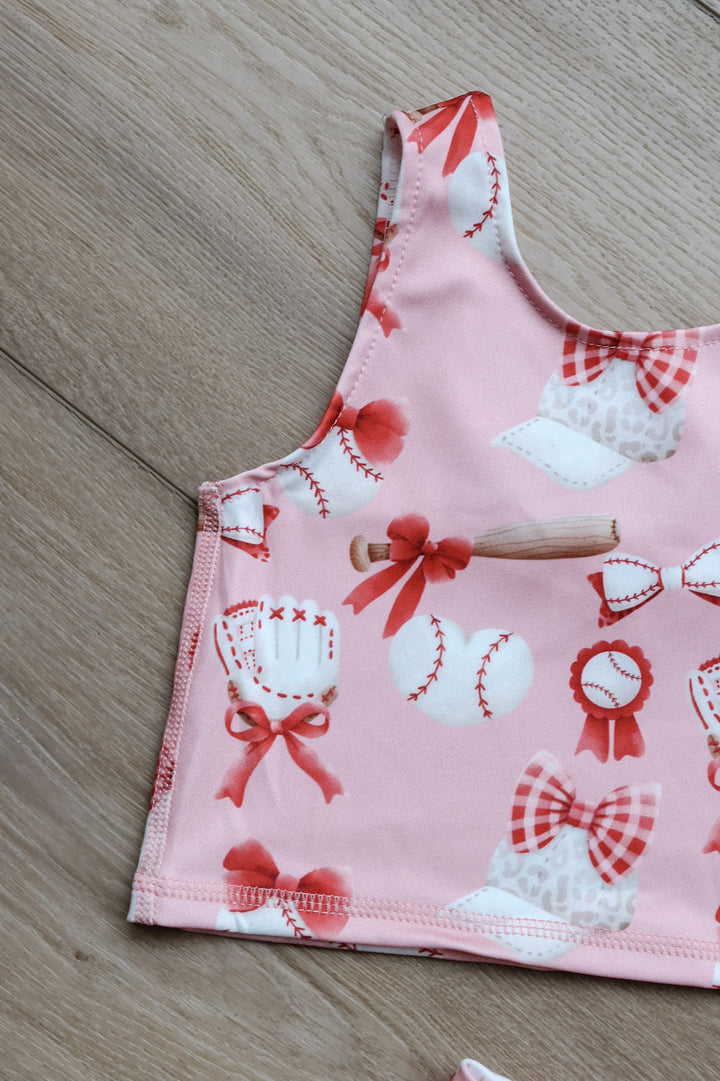 Kids Baseball Bats and Bows Skort Set