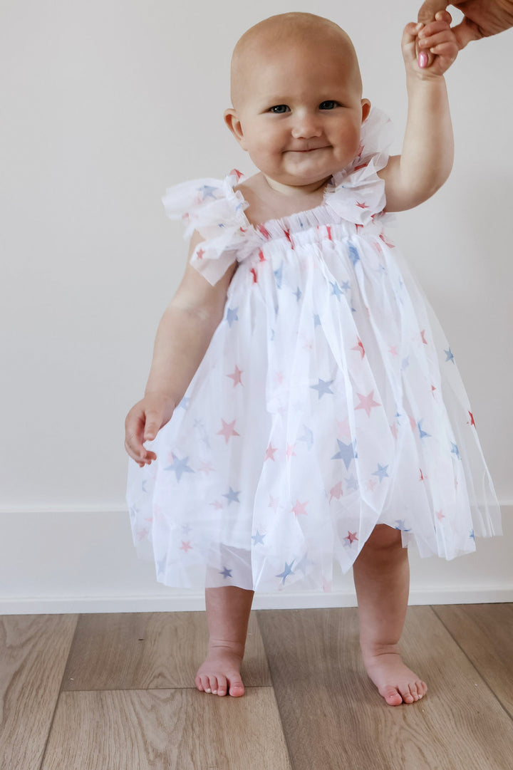 Patriotic Star-Spangled Girls Tulle Dress