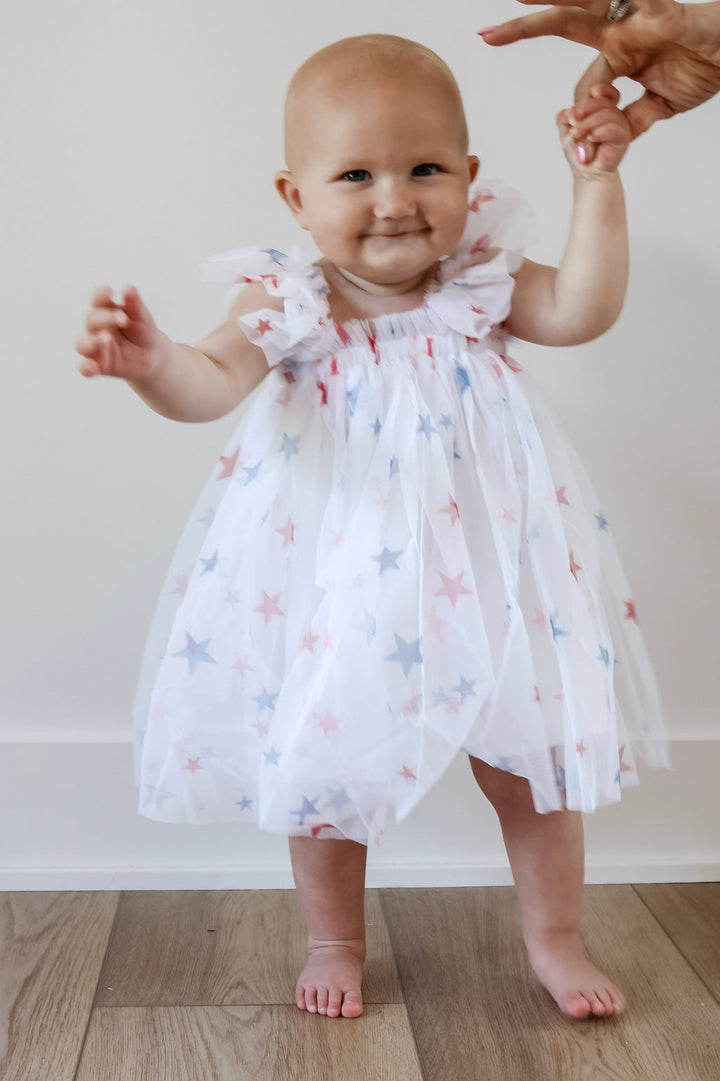 Patriotic Star-Spangled Girls Tulle Dress