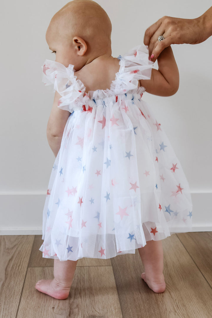 Patriotic Star-Spangled Girls Tulle Dress