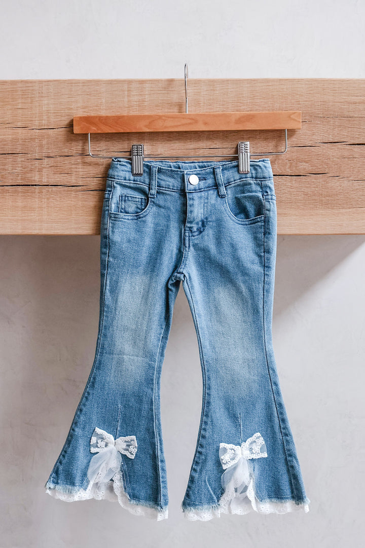 Lace & Bow Tween Flare Jeans