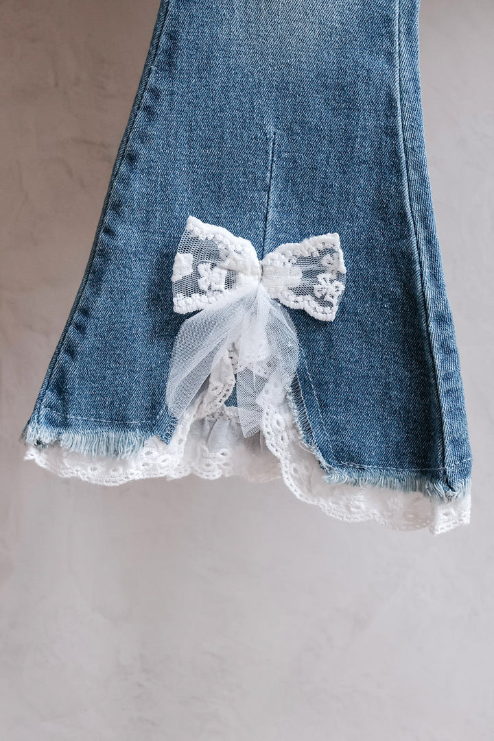 Lace & Bow Tween Flare Jeans