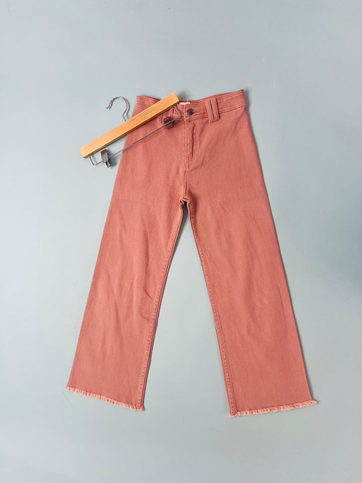 Girls Wide Leg Pink Denim Jeans