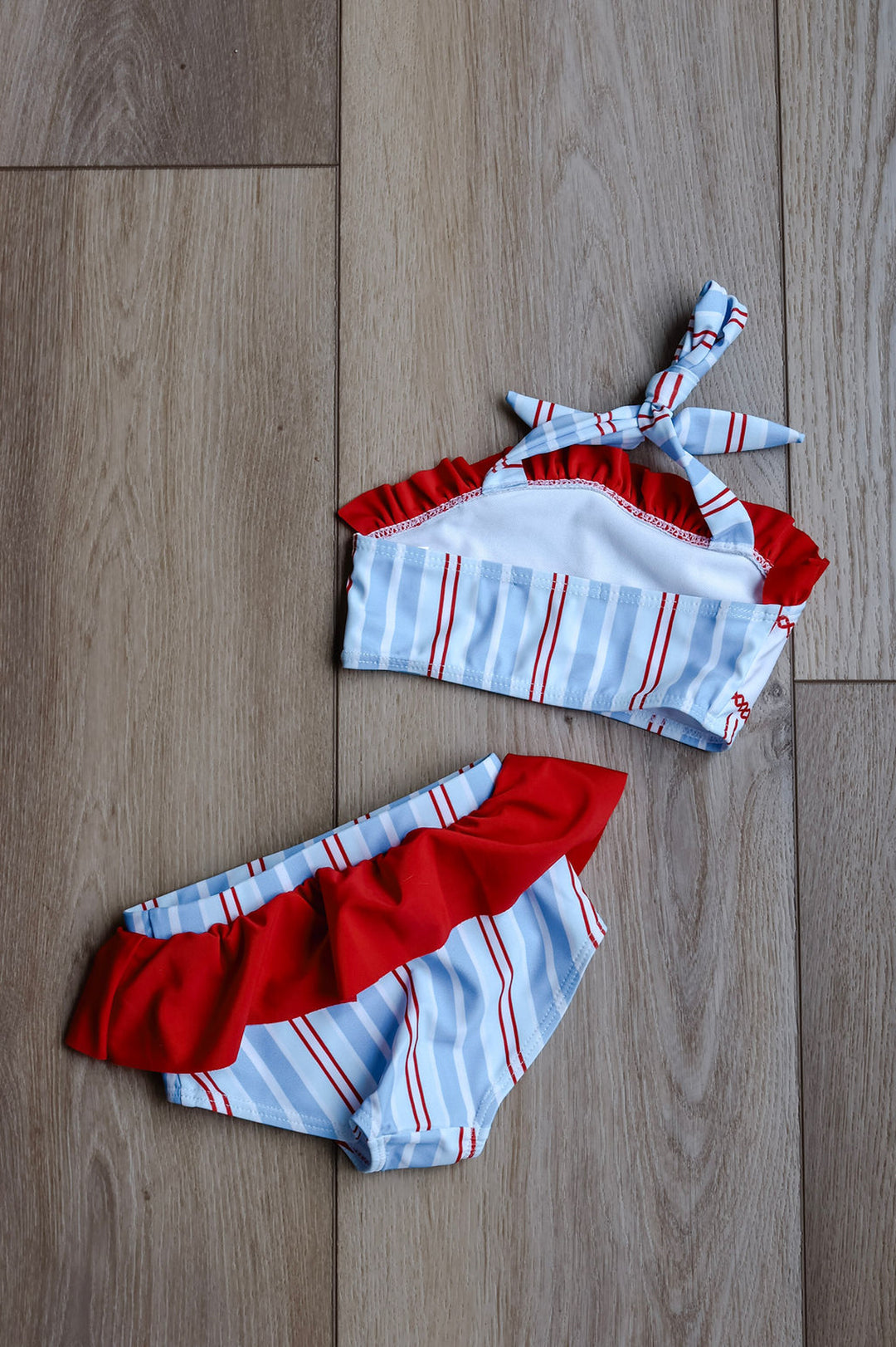 Girls Halter Striped Vintage Swimsuit