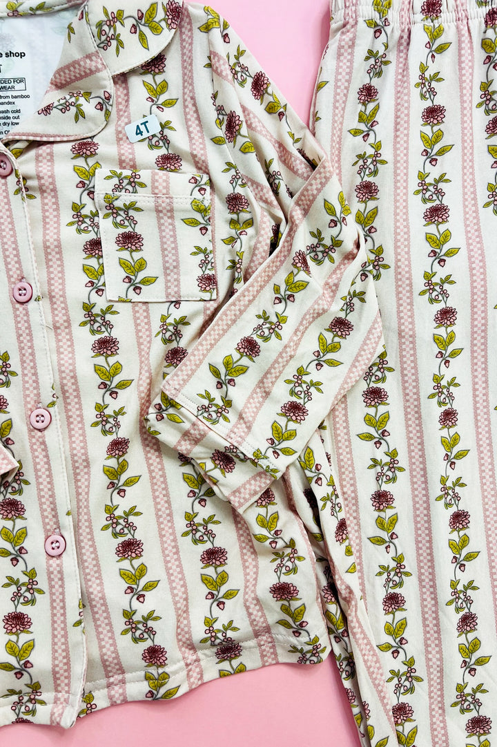 Kids Floral Stripe Bamboo PJ Set