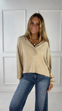 Henley Textured Rib Long Sleeve