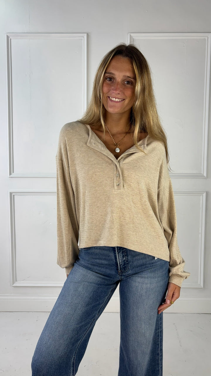 Henley Textured Rib Long Sleeve