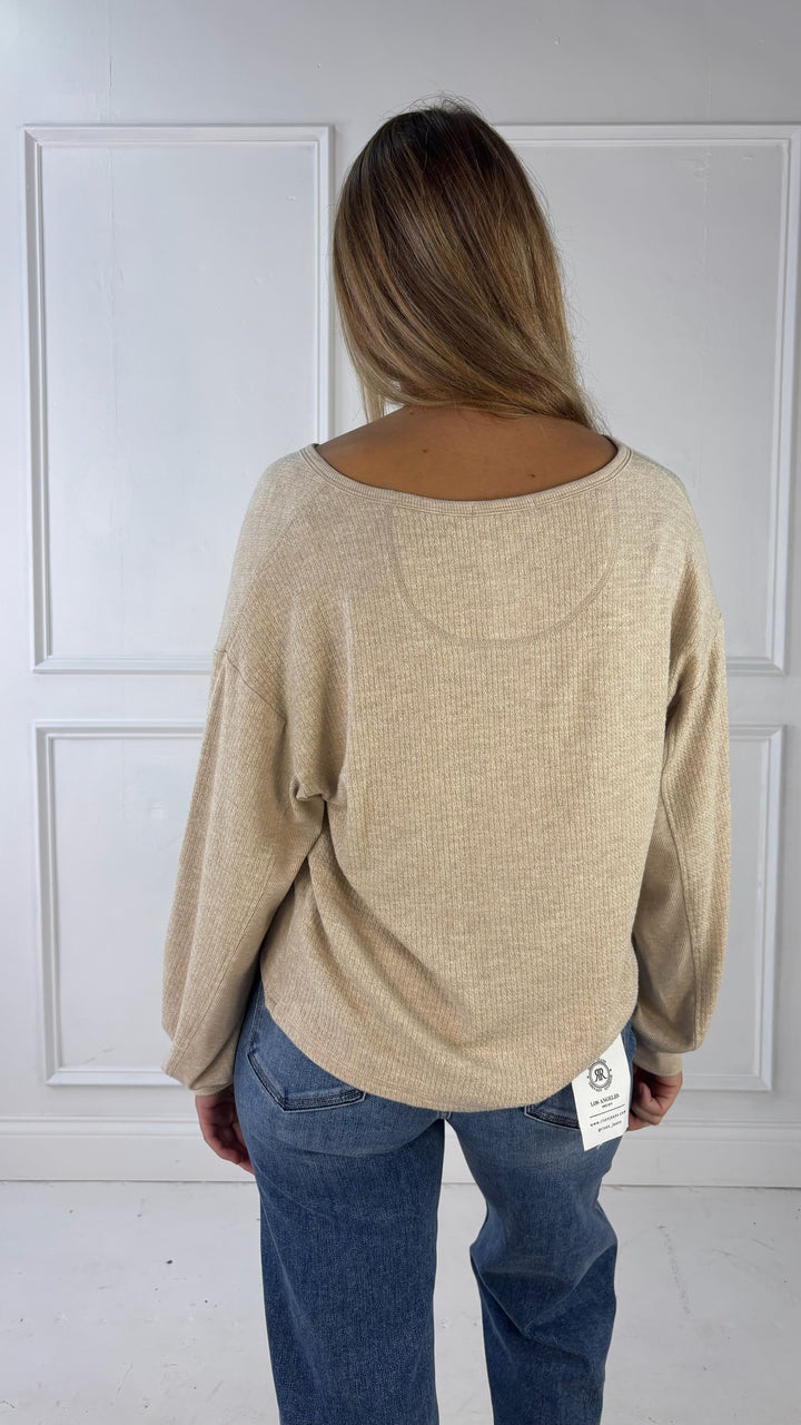 Henley Textured Rib Long Sleeve