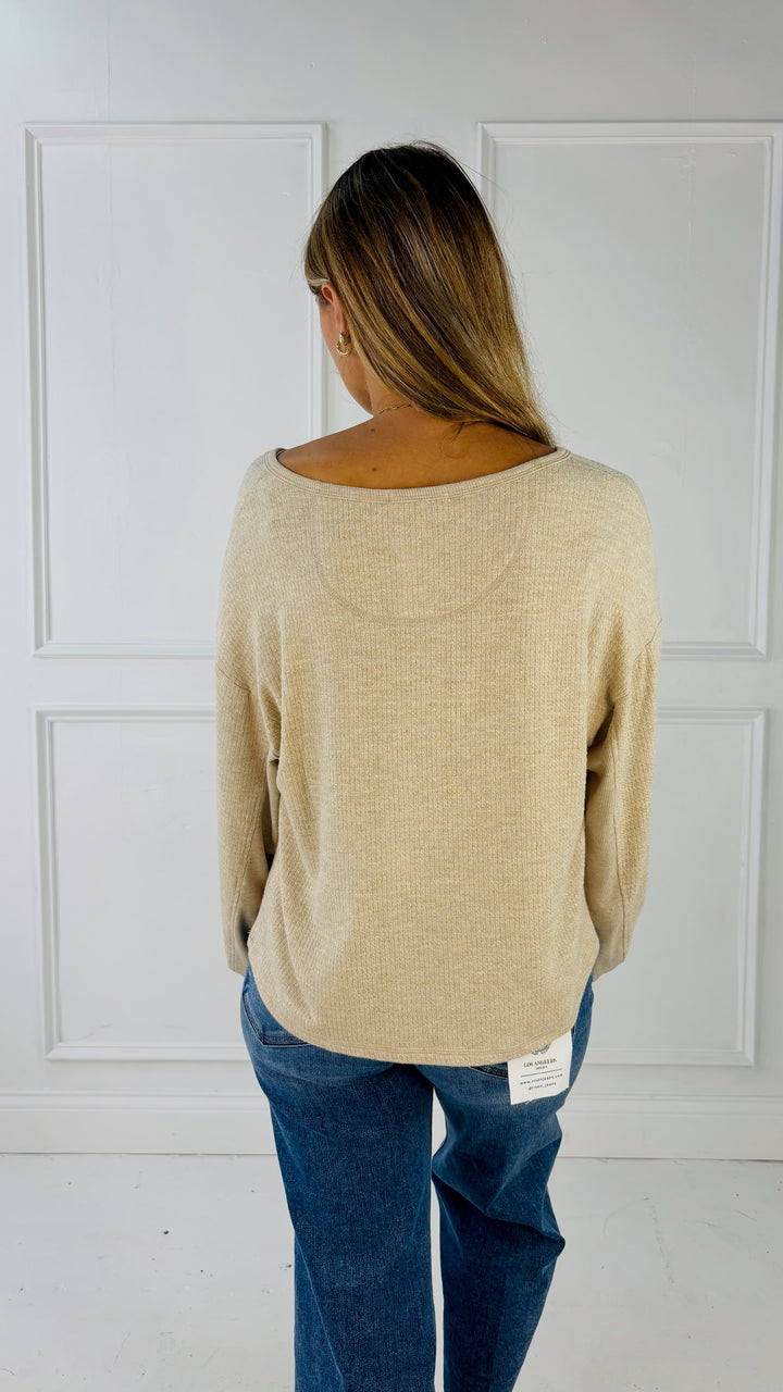 Henley Textured Rib Long Sleeve