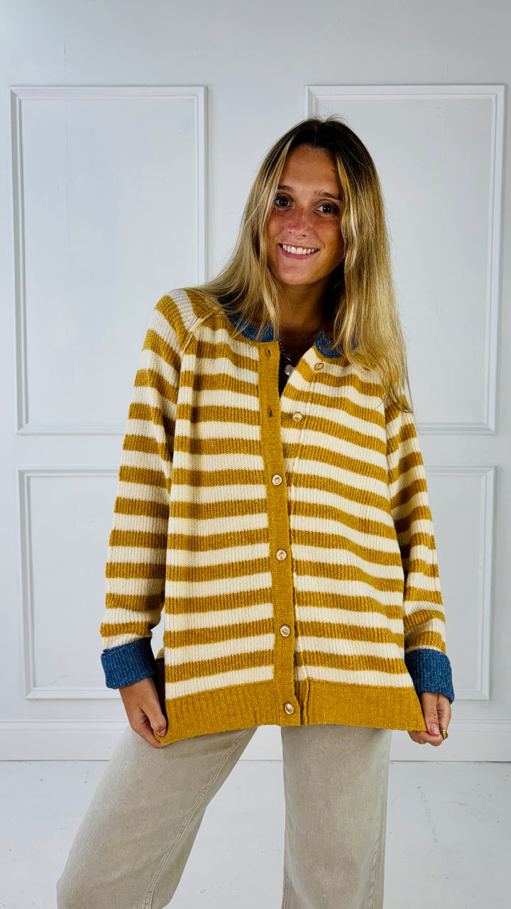 Contrast Rib Loose Fit Cardigan