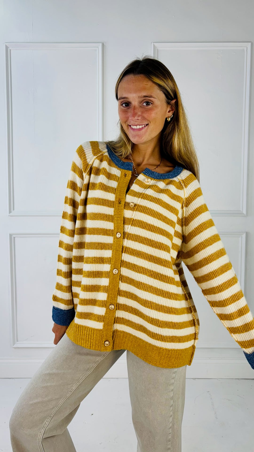 Contrast Rib Loose Fit Cardigan